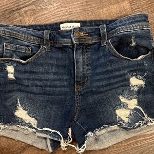 Studio Women's Ripped Jean Shorts - Dark Blue